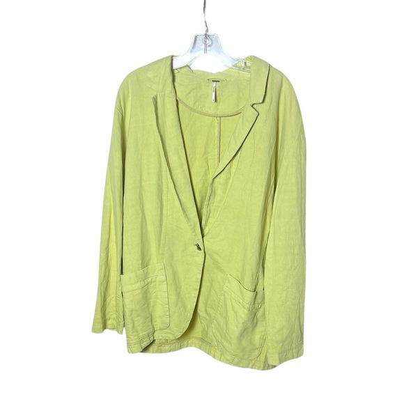 Free People Simply Perfect Blazer Size Medium Linen Blend Oversized Slouchy - Picture 14 of 14
